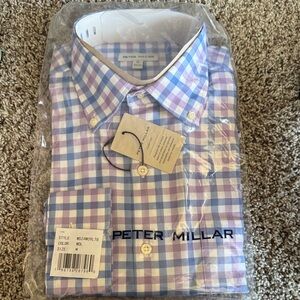 Peter Millar Lavender and Light Blue Gingham Button-Down Shirt